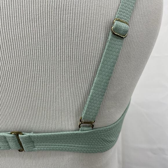 Kona Sol Size Medium Bikini Swimsuit Top Scalloped Pique Scoop Neck Solid Mint - Picture 6 of 8
